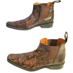 Lamasini Collection Short Boots Size 8, 27 Brown Classic Genuine Marbled Leather